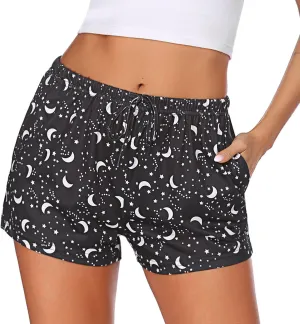 Ekouaer Women Pajama Shorts Comfy Lounge Bottom with Pockets Stretch Strip Sleepwear Drawstring Pj Bottoms Sleep Shorts