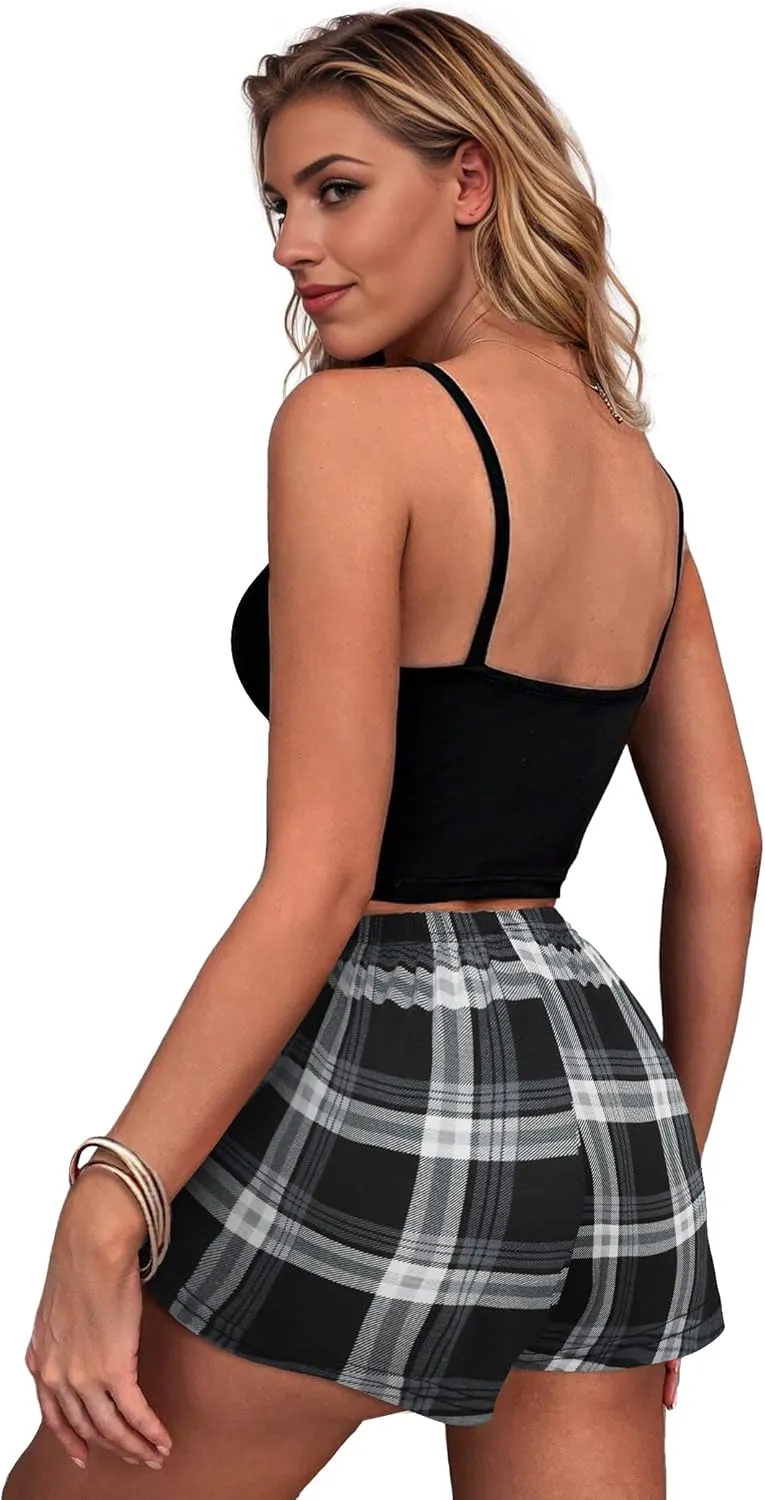 Ekouaer Women Pajama Shorts Comfy Lounge Bottom with Pockets Stretch Strip Sleepwear Drawstring Pj Bottoms Sleep Shorts