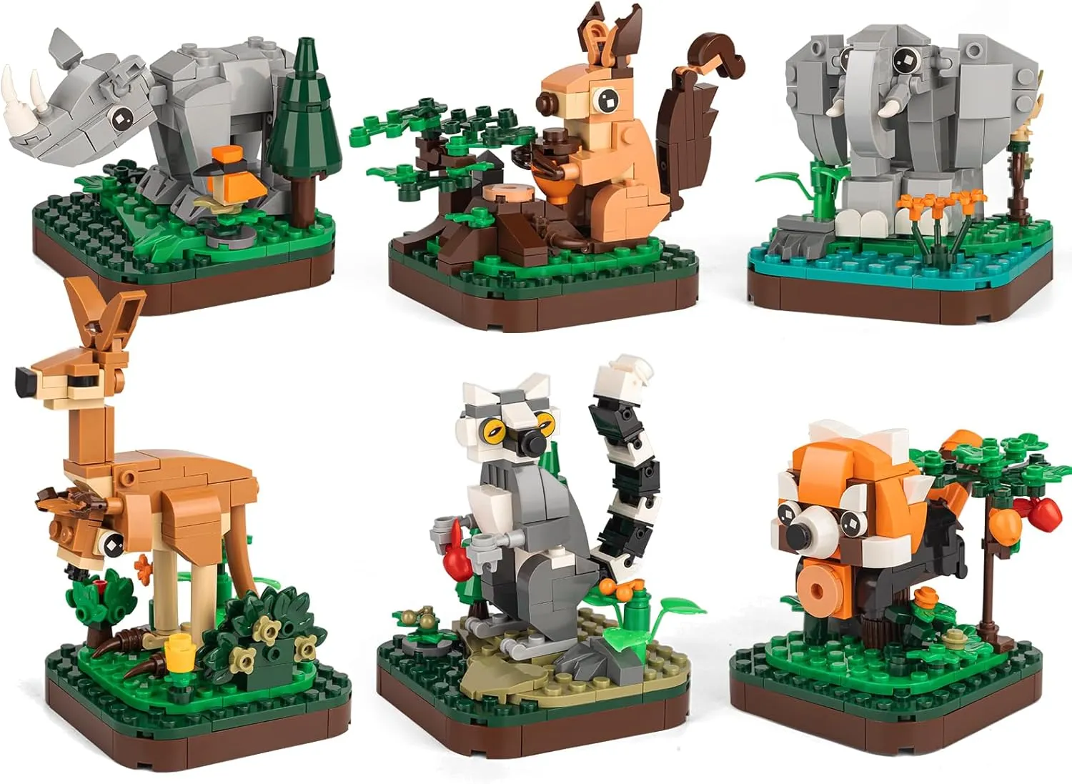 Elephant Animals Building Blocks Set,Easter Small Building Toy for Boys and Girls,Great Gift for Kids Ages 6 (6 Pack)