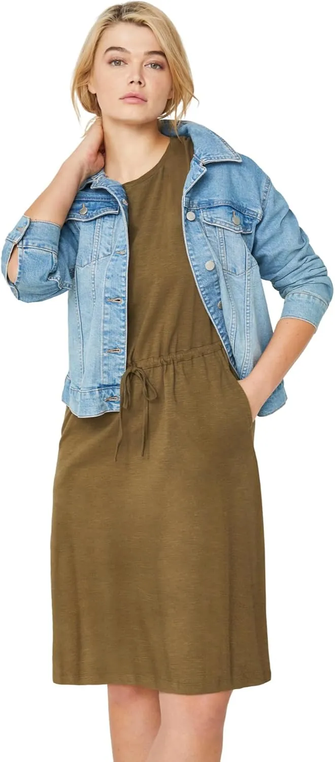 ellos Women's Plus Size Knit Drawstring Dress
