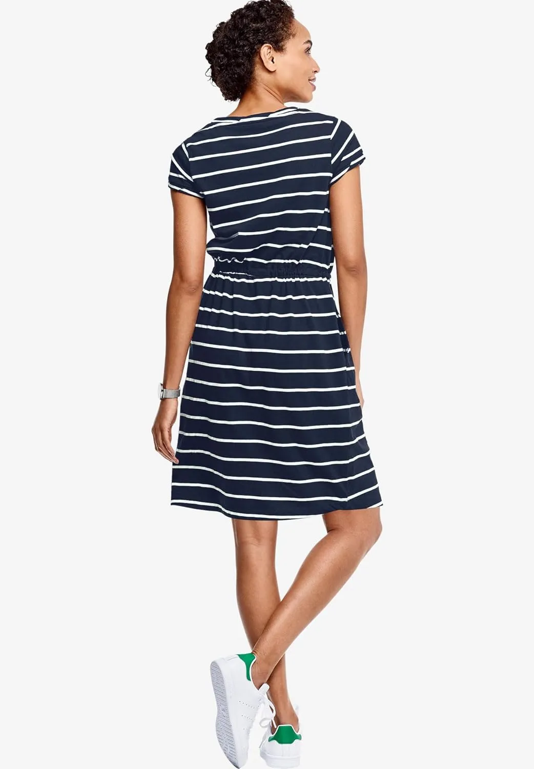 ellos Women's Plus Size Knit Drawstring Dress