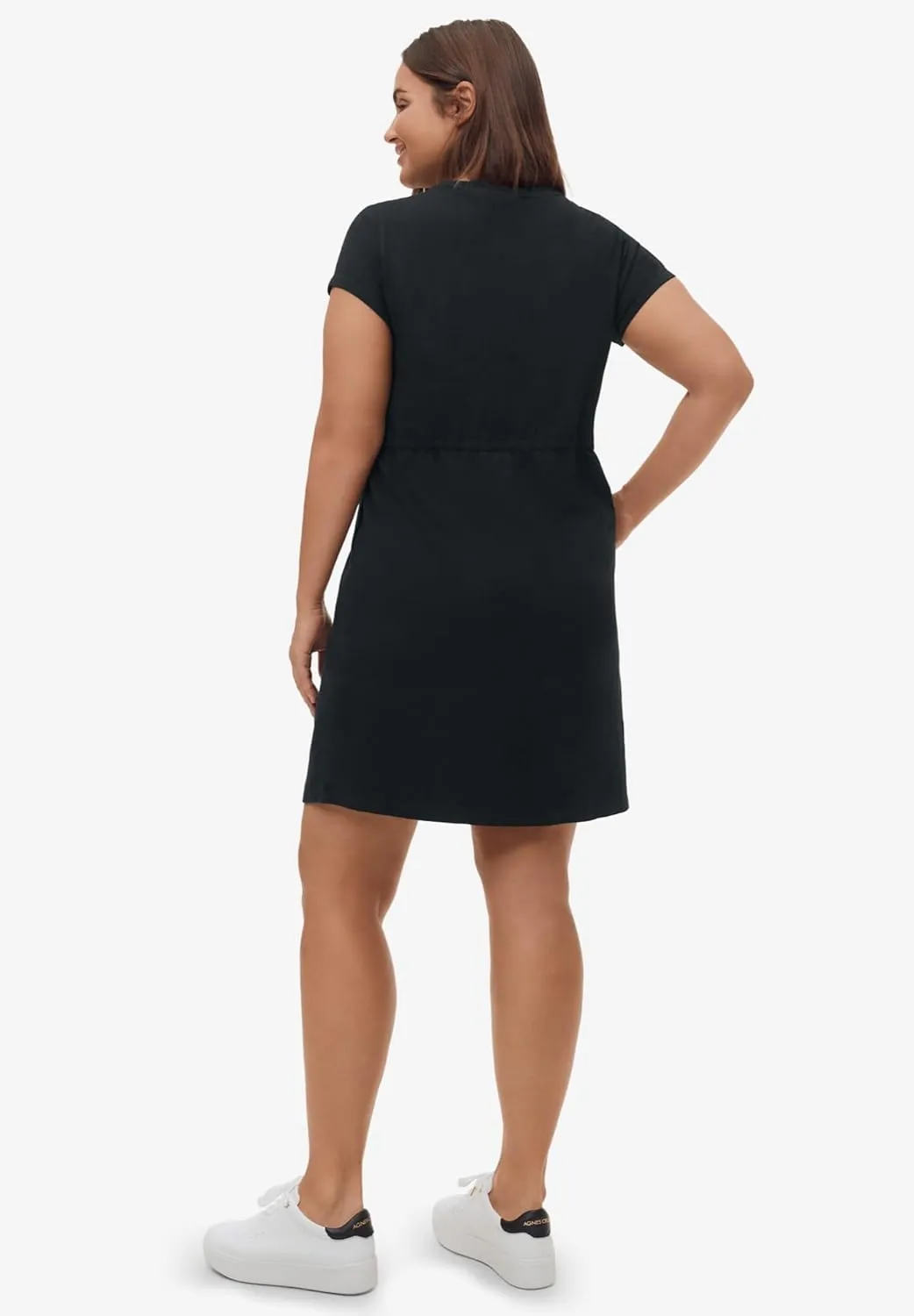 ellos Women's Plus Size Knit Drawstring Dress