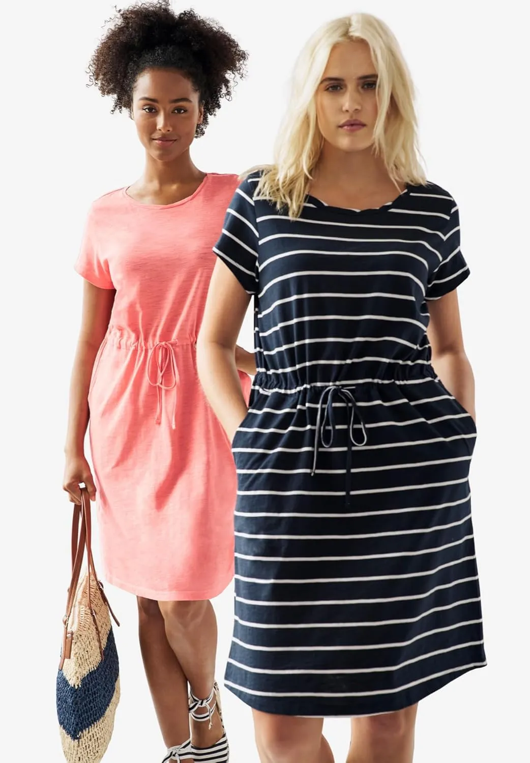 ellos Women's Plus Size Knit Drawstring Dress