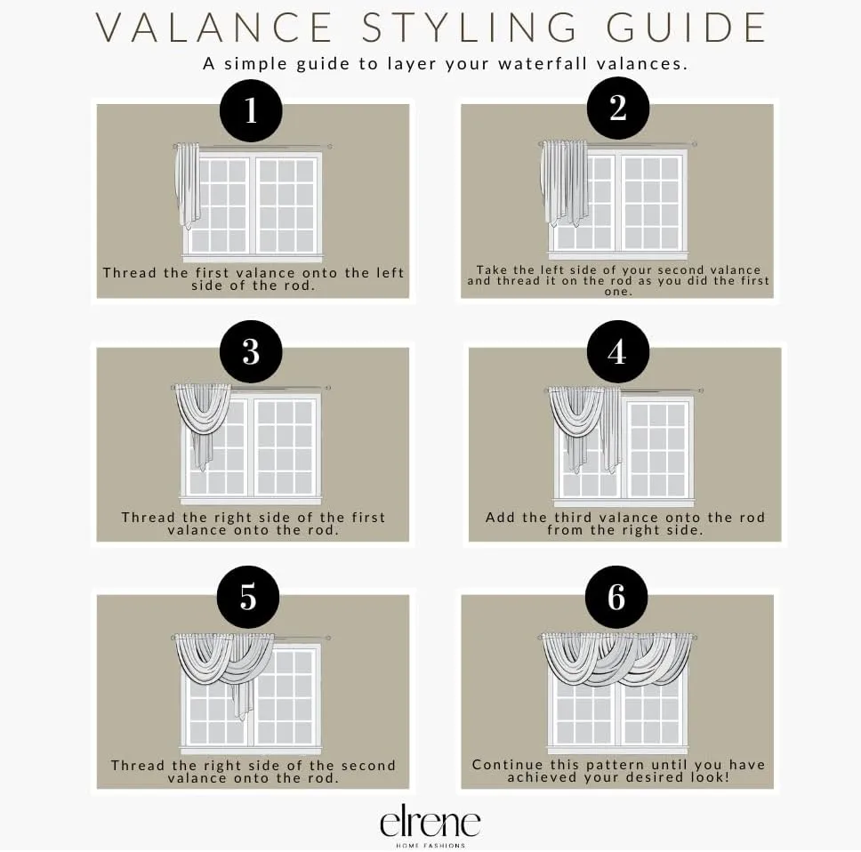 Elrene Home Fashions Mia Jacquard Scroll Blackout Valance, 52" x 19" (1 Valance), Natural
