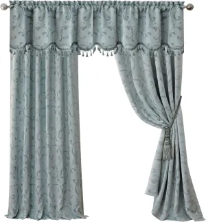 Elrene Home Fashions Mia Jacquard Scroll Blackout Window Curtain, 52" x 95" (1 Panel), Blue
