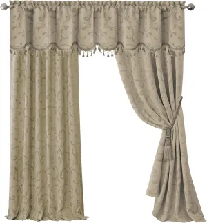 Elrene Home Fashions Mia Jacquard Scroll Blackout Window Curtain, 52" x 95" (1 Panel), Natural