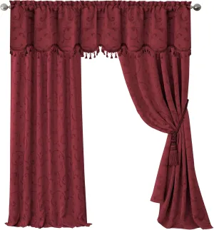 Elrene Home Fashions Mia Jacquard Scroll Blackout Window Curtain, 52" x 95" (1 Panel), Rouge