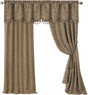 Elrene Home Fashions Mia Jacquard Scroll Blackout Window Curtain, 52" x 95" (1 Panel), Taupe