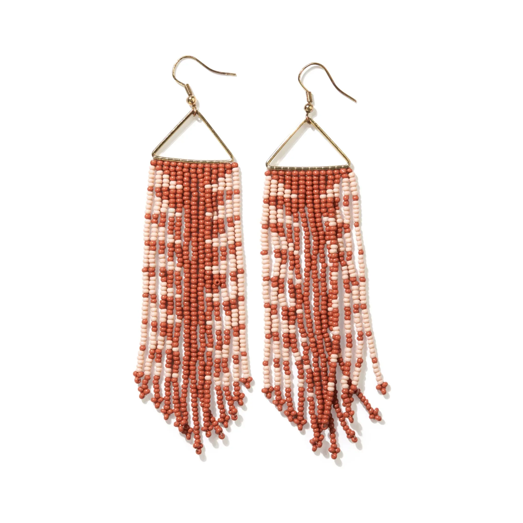 Emilie Arrow Beaded Fringe Earrings Rust13