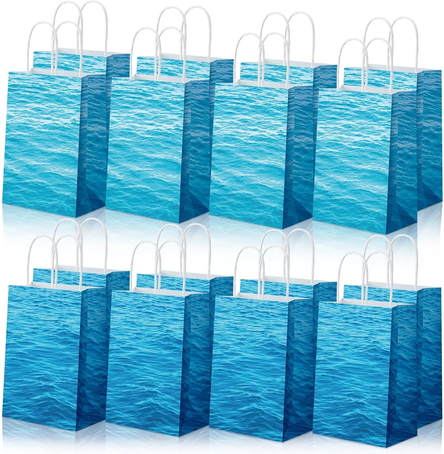 Epakh 16 Pack Science Party Bags Under the Sea Party Favor Ocean Weaves Treat Bags for School Birthday Decoration (Ocean Waves)
