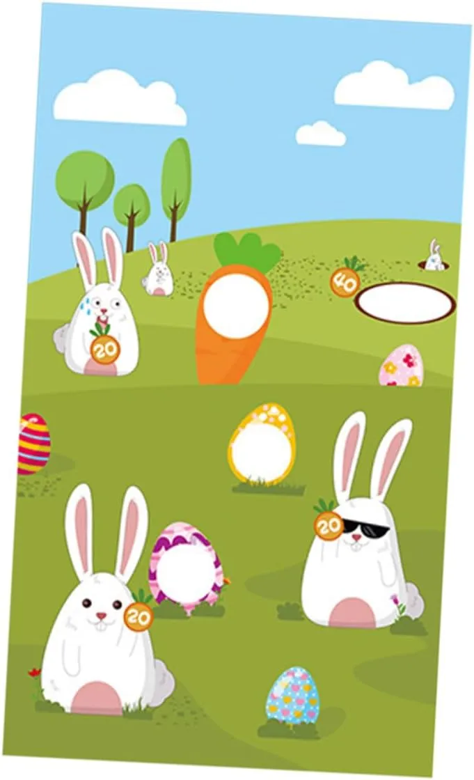 ERINGOGO 1pc Rabbit Sandbag Flag Easter Game Flag Bean Bag Toss Game Toss Game Plaything Easter Bunny Game Banner Toss Game Toy Easter Hanging Flag Easter Game Banner Throwing Flag, 140X80X0.05cm