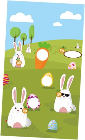 ERINGOGO 1pc Rabbit Sandbag Flag Easter Game Flag Bean Bag Toss Game Toss Game Plaything Easter Bunny Game Banner Toss Game Toy Easter Hanging Flag Easter Game Banner Throwing Flag, 140X80X0.05cm