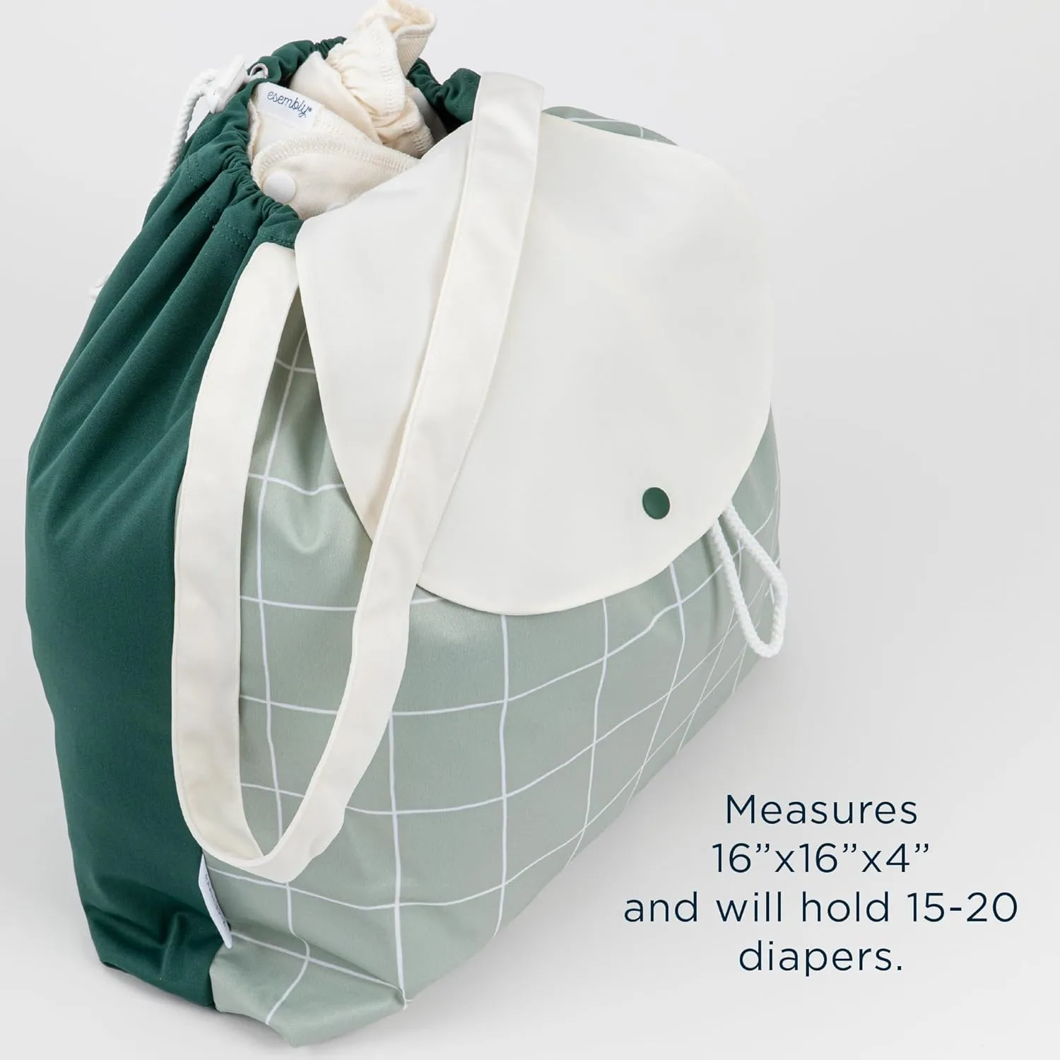 Esembly NEW Day Bag, Wet Dry Bag for Cloth Diapers - Waterproof, Reusable and Washable - Multipurpose for Diaper, Pool, Beach, Gym and Travel with Two Compartments - One Size, Lattice