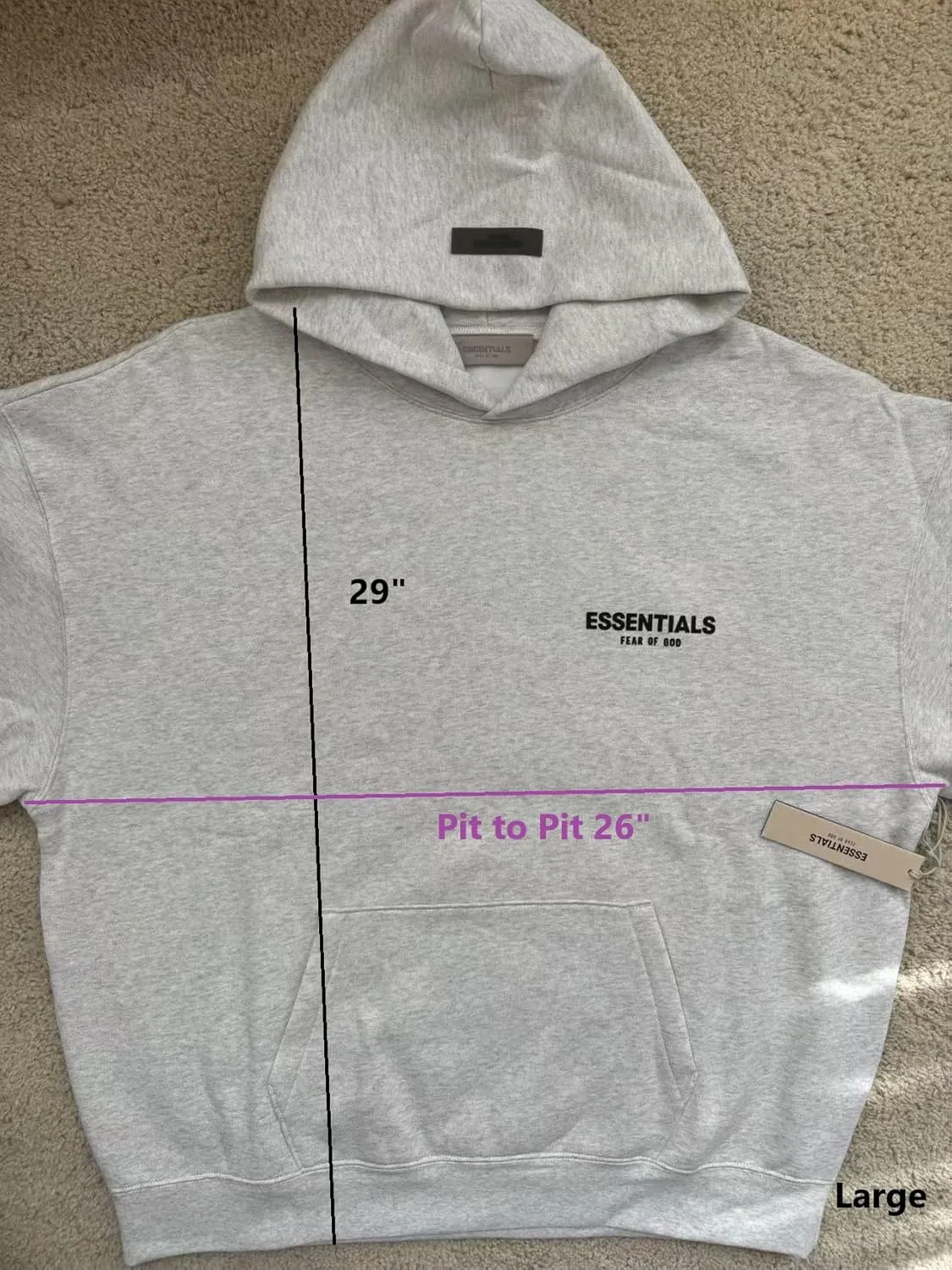 ESSENTIALS F.o.G Pullover Hoodie Cotton Blend Oversized, baggy fit. choose One or Two size down. Check photo for size.