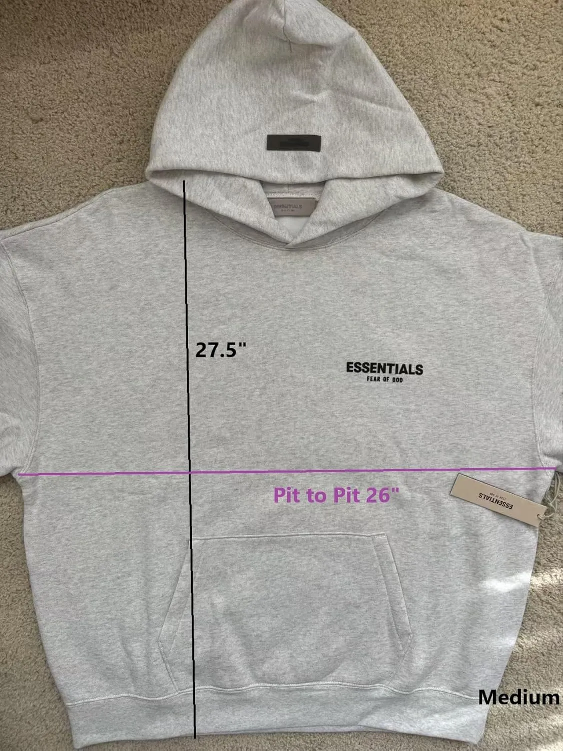 ESSENTIALS F.o.G Pullover Hoodie Cotton Blend Oversized, baggy fit. choose One or Two size down. Check photo for size.