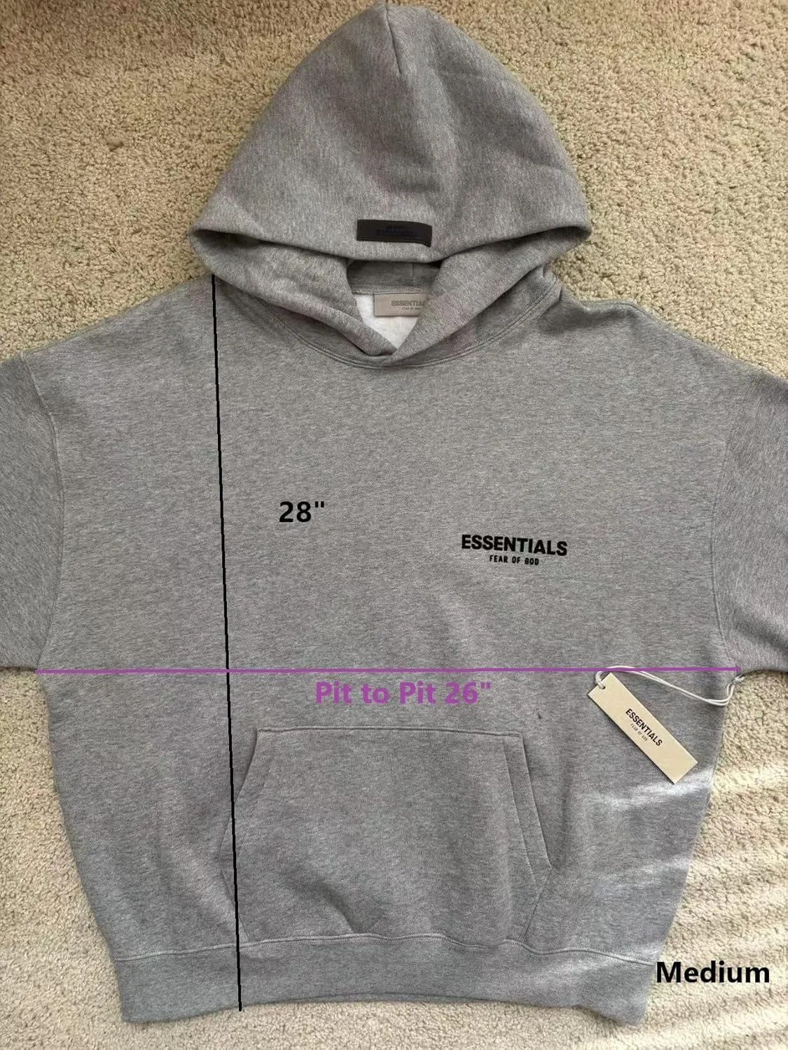 ESSENTIALS F.o.G Pullover Hoodie Cotton Blend Oversized, baggy fit. choose One or Two size down. Check photo for size.
