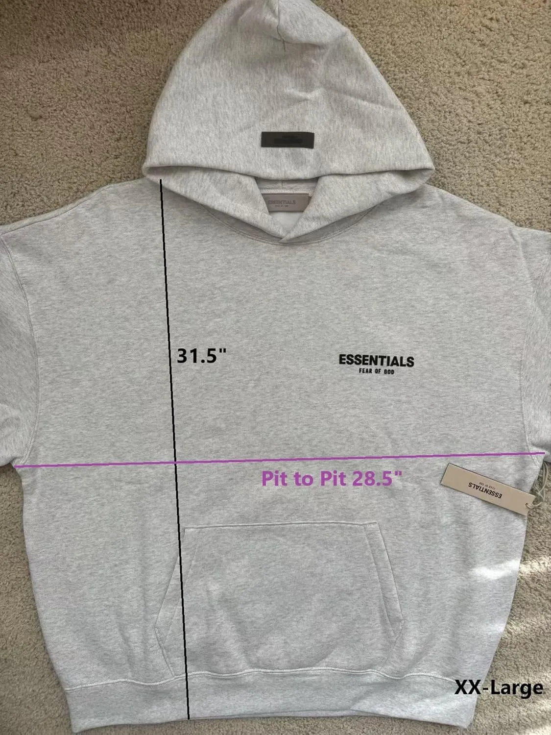 ESSENTIALS F.o.G Pullover Hoodie Cotton Blend Oversized, baggy fit. choose One or Two size down. Check photo for size.