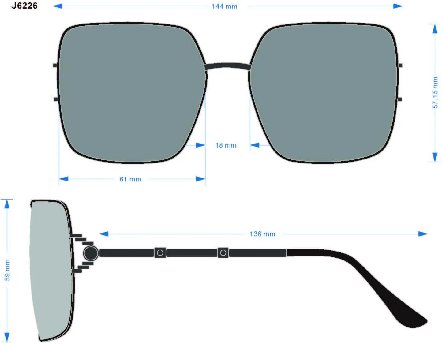 essica Simpson Women's J6214 Oversized Cat Eye Square Sunglasses