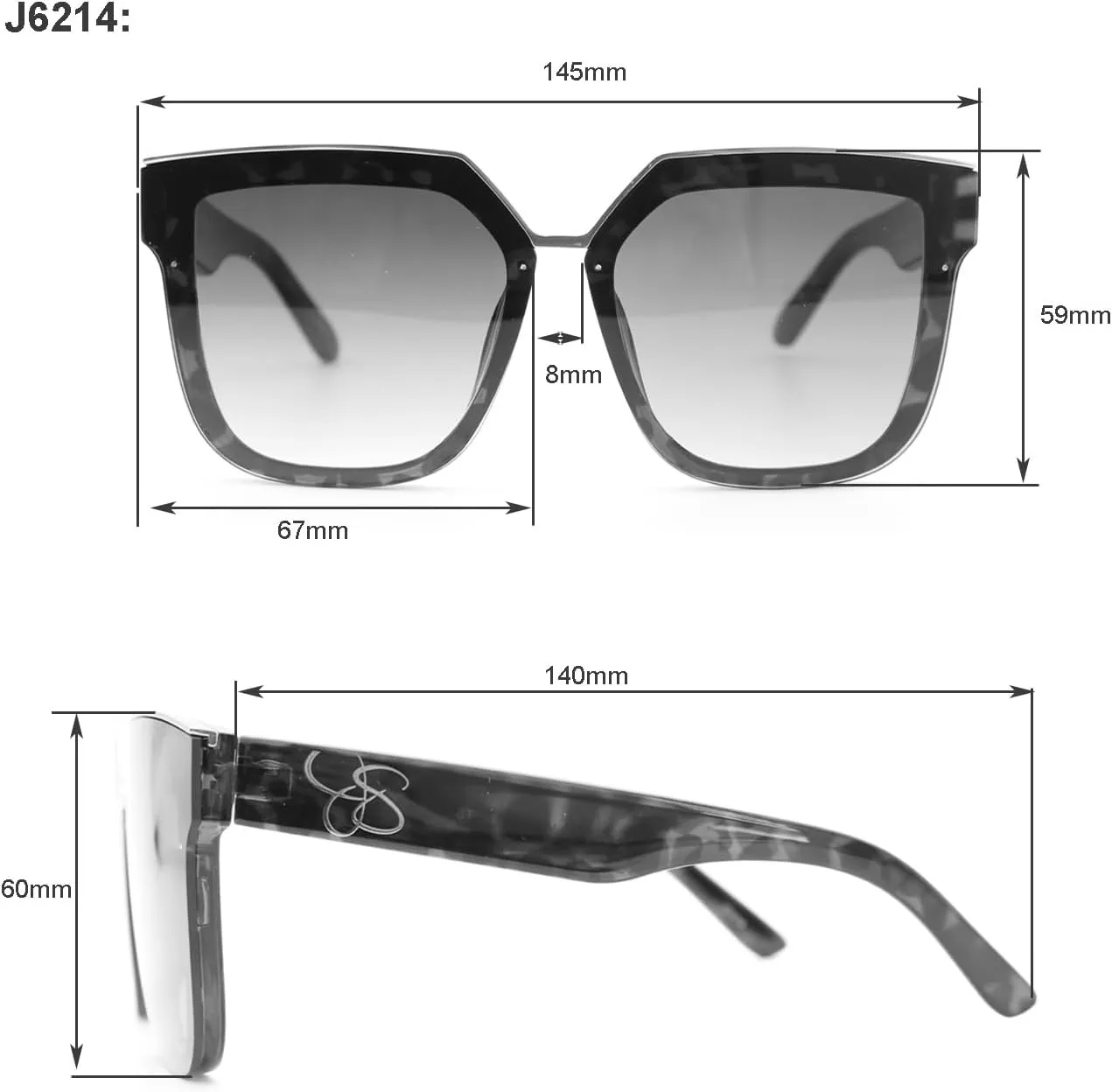 essica Simpson Women's J6214 Oversized Cat Eye Square Sunglasses