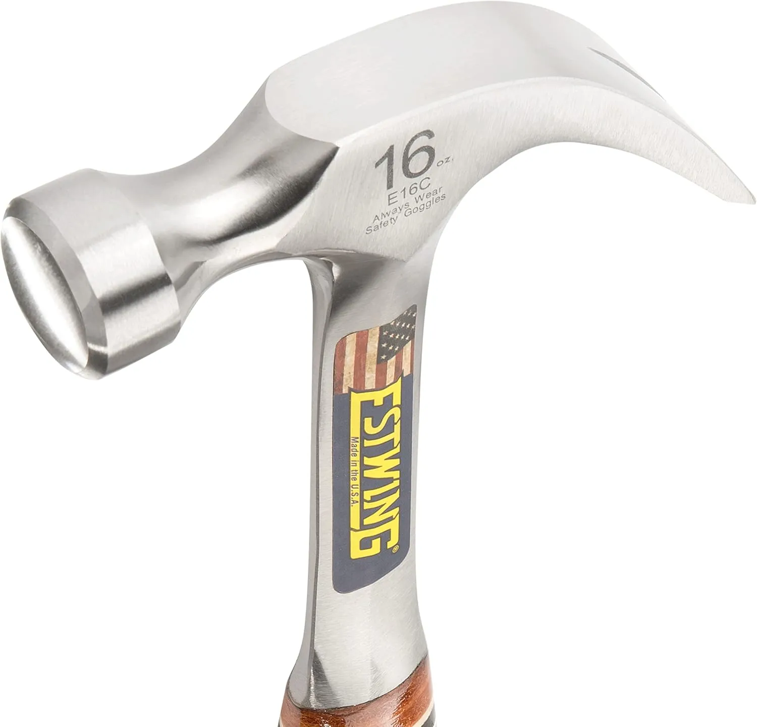 ESTWING Hammer - 16 oz Curved Claw with Smooth Face & Genuine Leather Grip - E16C