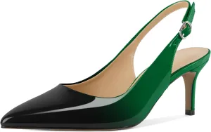 Esvowido Slingback Kitten Heels for Women 2.5 Inch Closed Pointed Toe Pumps Wedding Party Beaded Dress Shoes