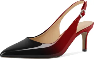 Esvowido Slingback Kitten Heels for Women 2.5 Inch Closed Pointed Toe Pumps Wedding Party Beaded Dress Shoes