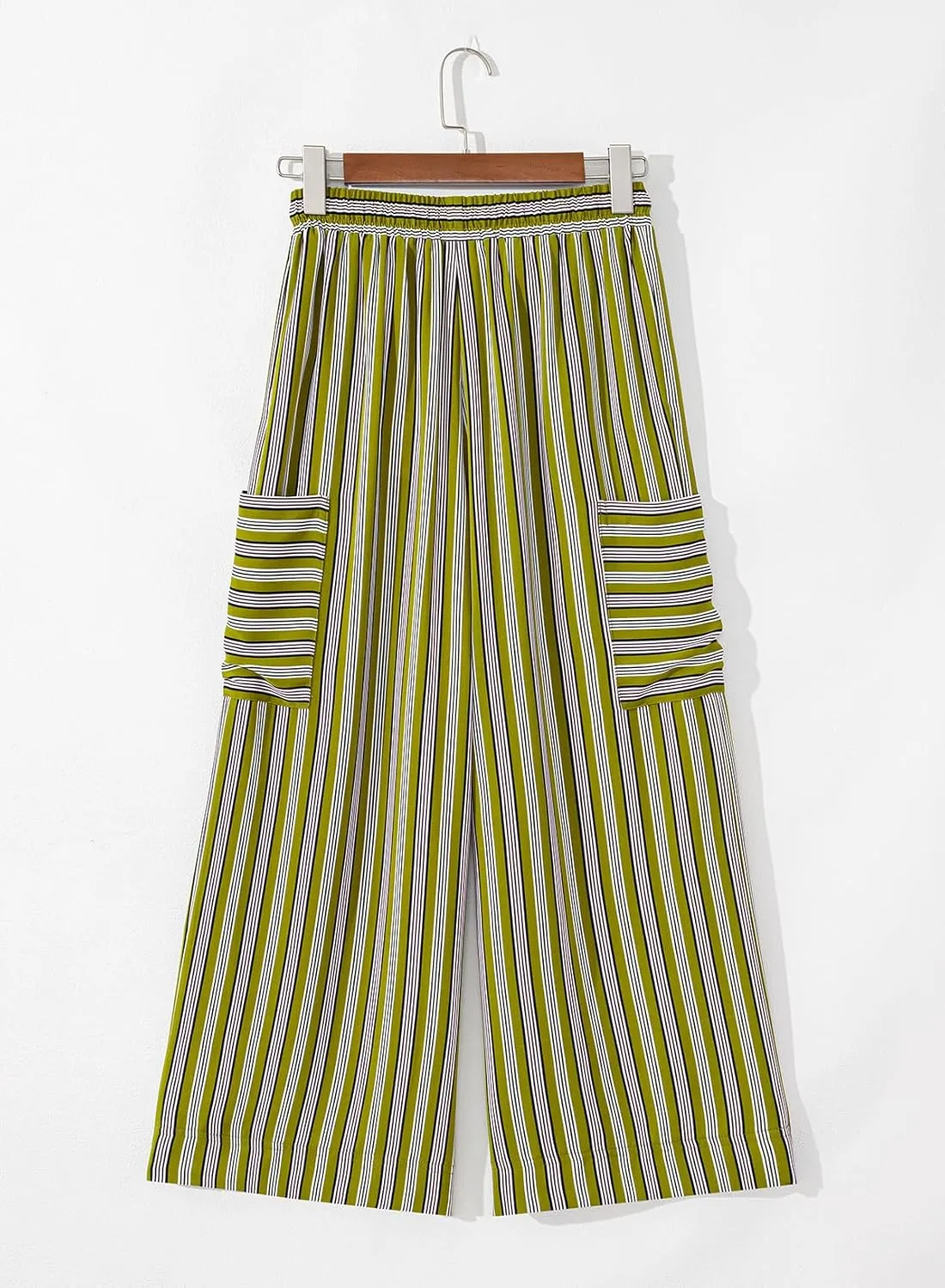 EVALESS Women Palazzo Pants Summer Casual Wide Leg High Waist Lounge Flowy Beach Striped Trousers Travel Vacation Outfits