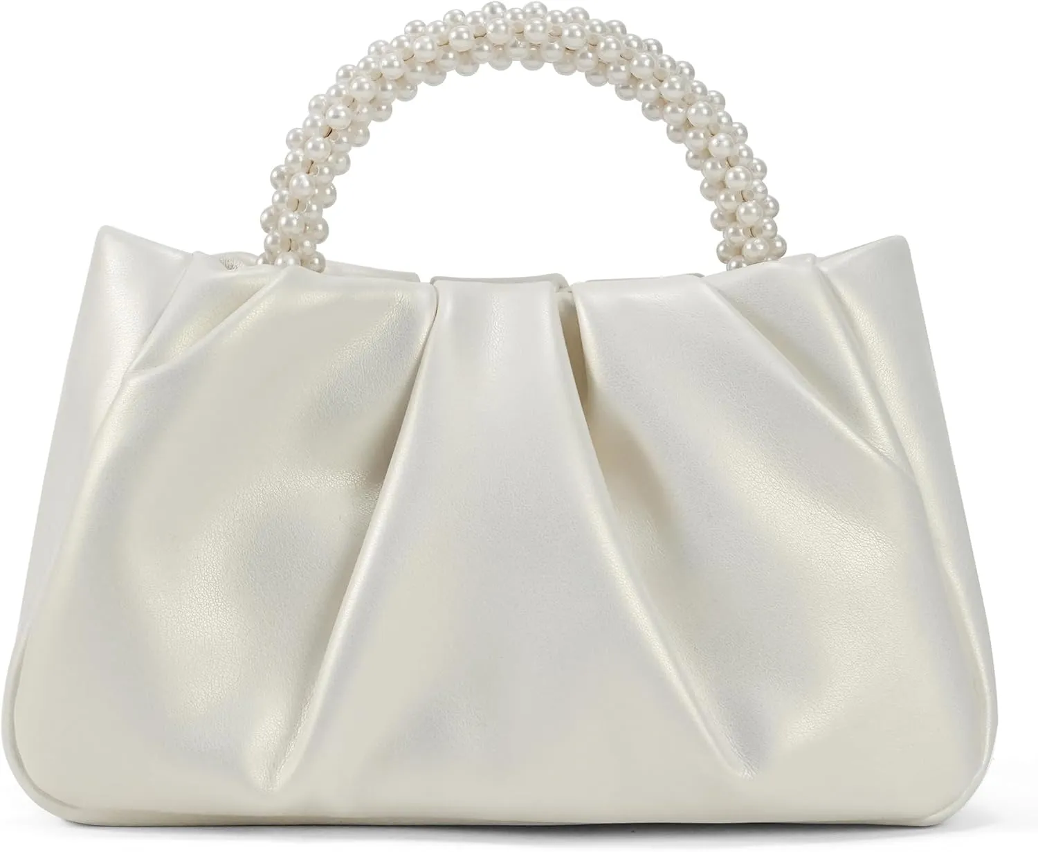 Evening Bag Clutch Purse Women Small Pearl Handbags Soft Leather Ruched Clutch Purses For Women Wedding Party Prom