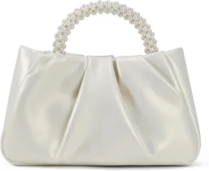 Evening Bag Clutch Purse Women Small Pearl Handbags Soft Leather Ruched Clutch Purses For Women Wedding Party Prom