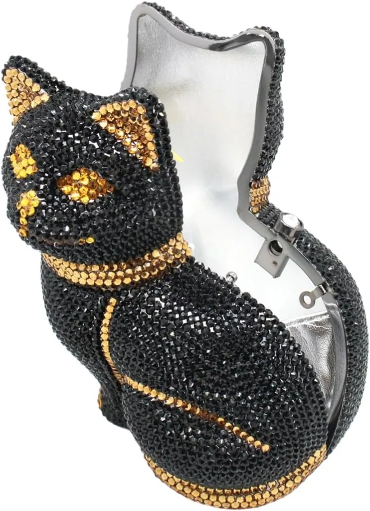 Evening Clutch Bags Bling Cocktail Party Rhinestone Handbag Crystal Cat Shape Crossbody bag