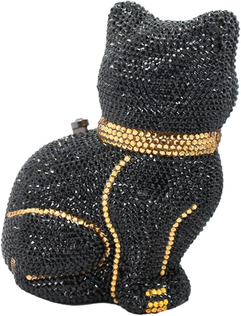 Evening Clutch Bags Bling Cocktail Party Rhinestone Handbag Crystal Cat Shape Crossbody bag