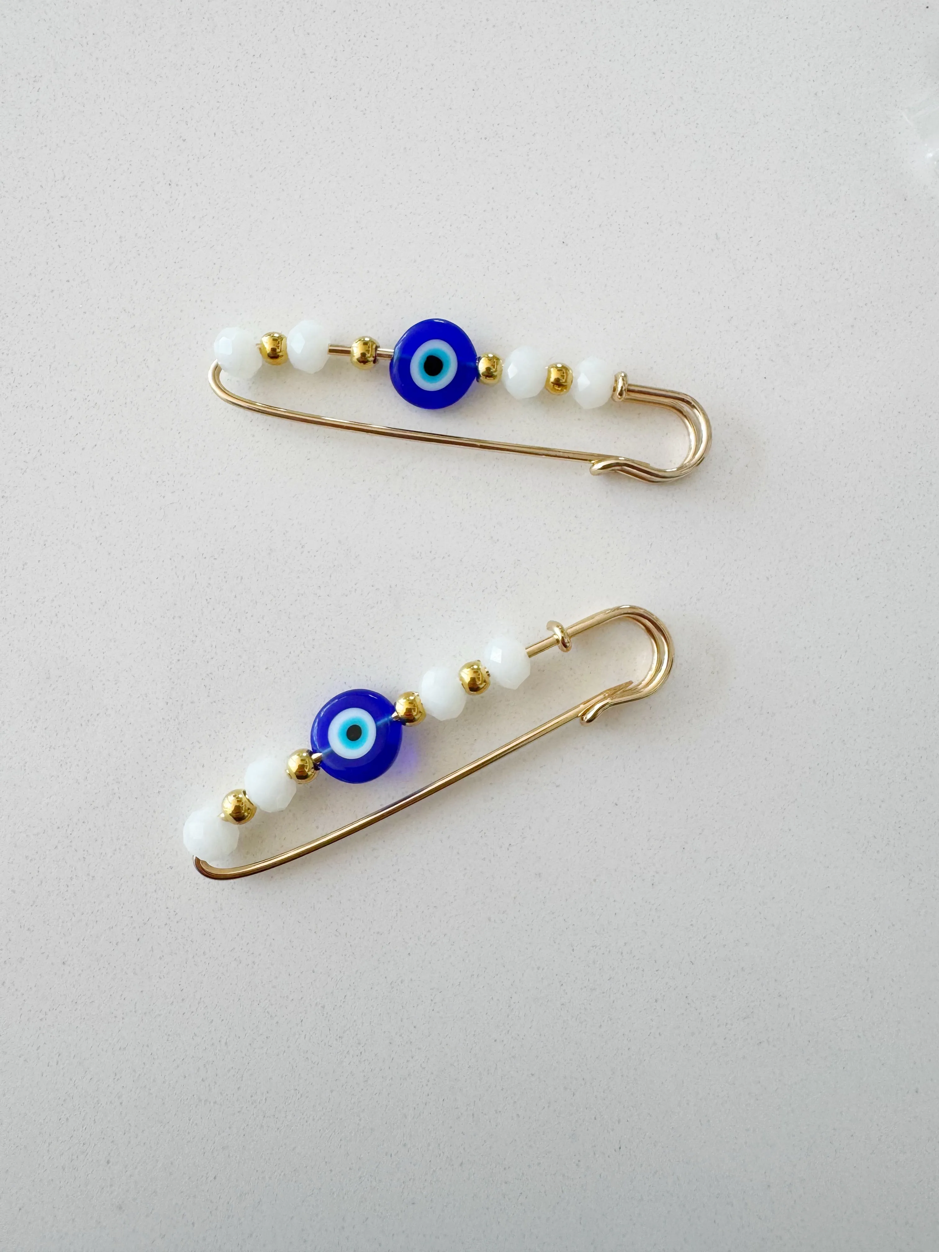 Evil Eye Beaded XL Safety Pin Charm