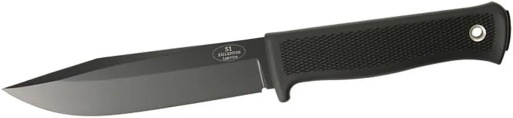Fallkniven S1, Thermorun Handle, Black Blade, Plain, Leather Sheath S1bL