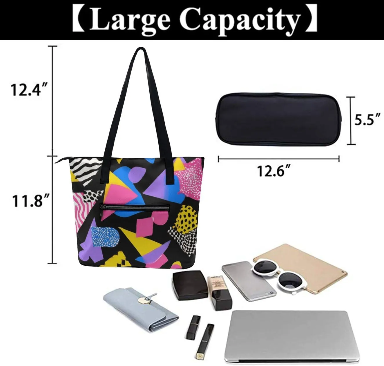 Fashion Coach Handbags for Women, Reusable Large Capacity Long Handle Tote Bag for Shopping, Work