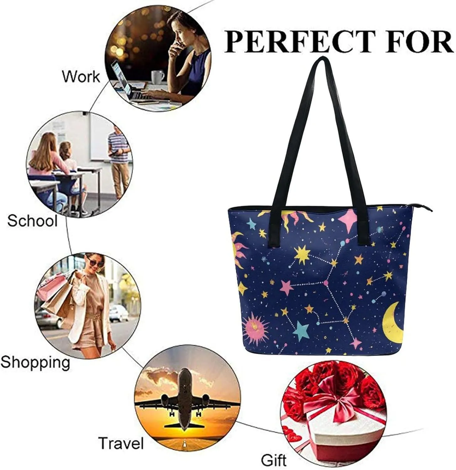Fashion Coach Handbags for Women, Reusable Large Capacity Long Handle Tote Bag for Shopping, Work