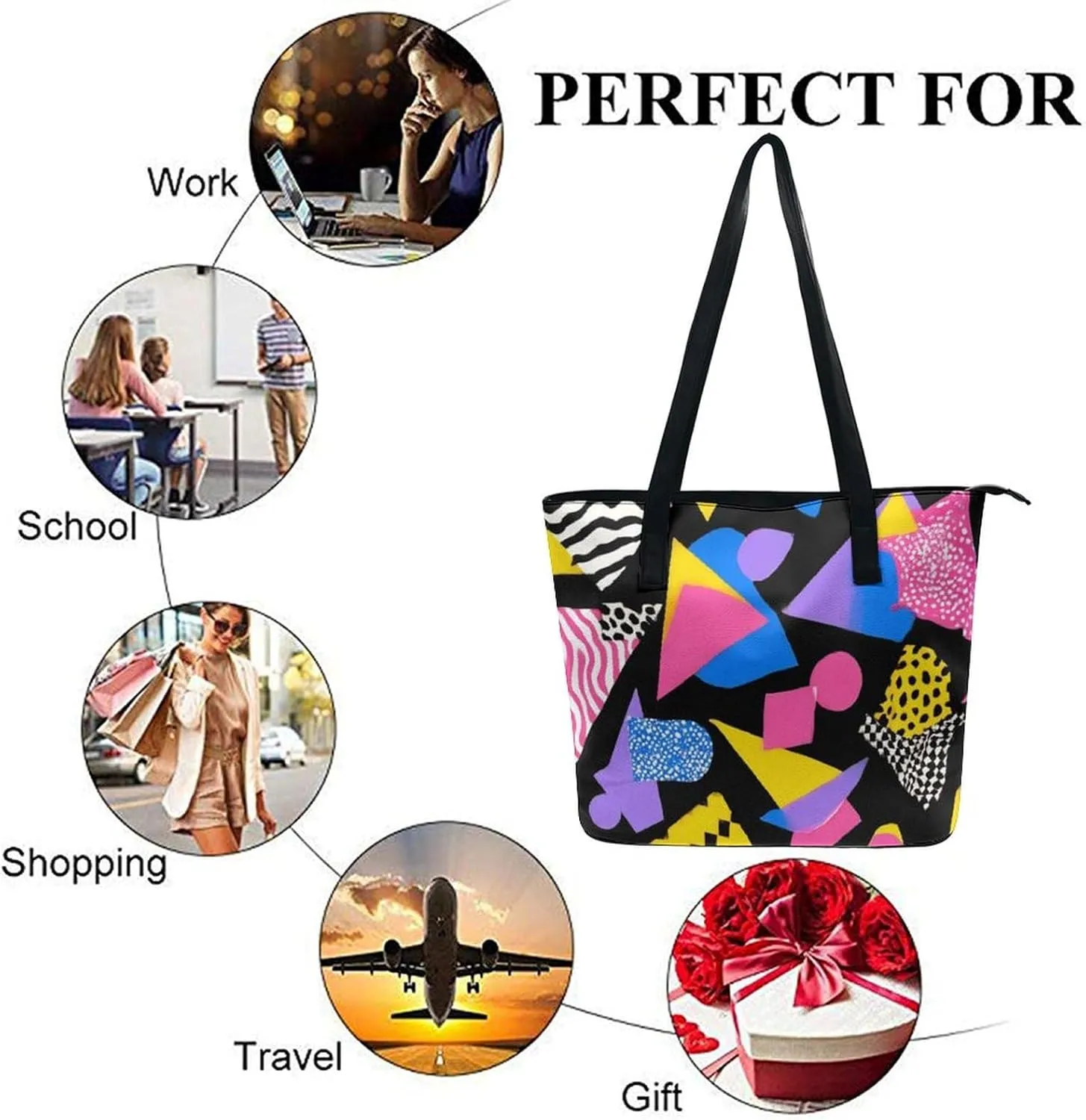 Fashion Coach Handbags for Women, Reusable Large Capacity Long Handle Tote Bag for Shopping, Work