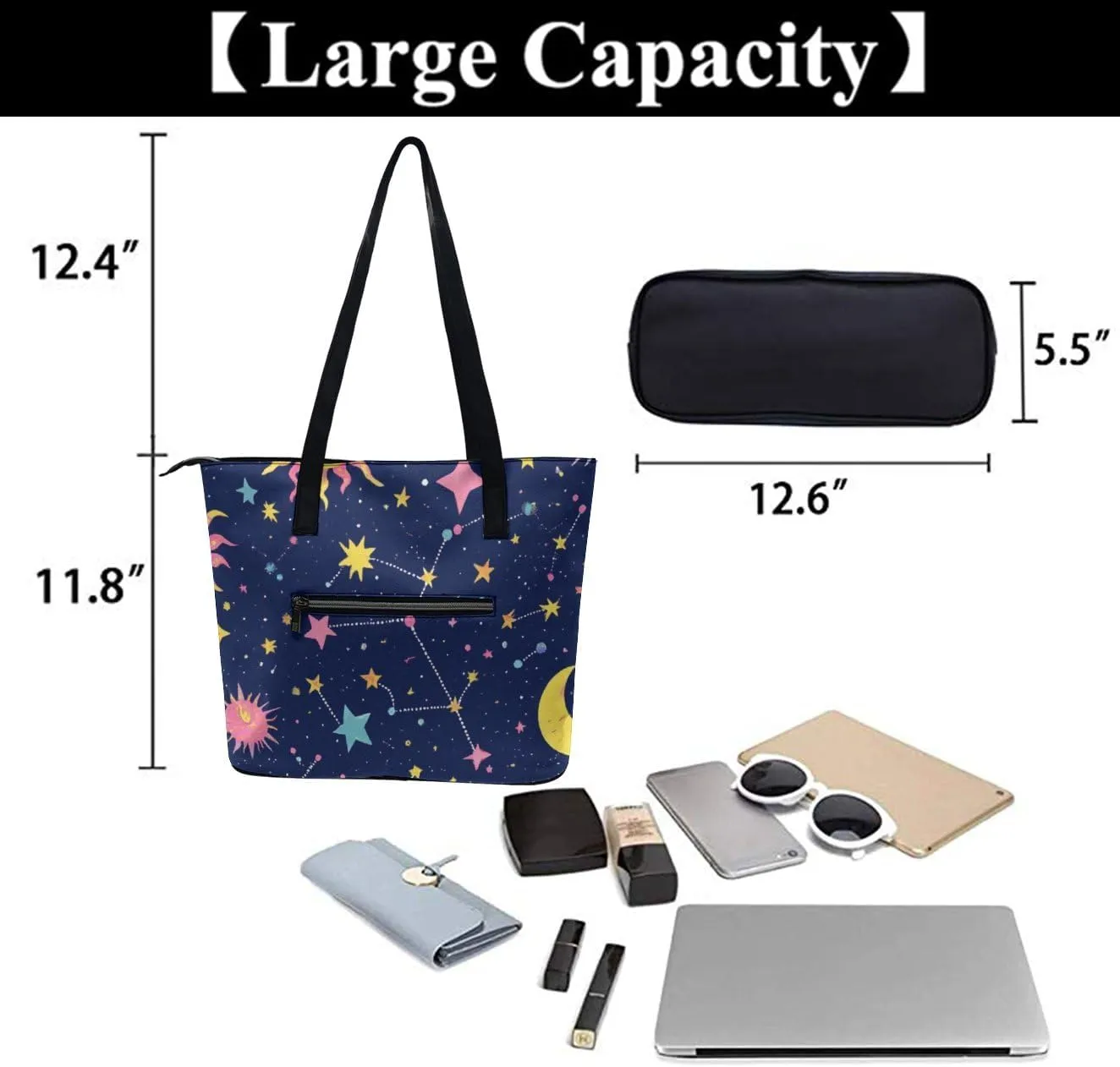 Fashion Coach Handbags for Women, Reusable Large Capacity Long Handle Tote Bag for Shopping, Work