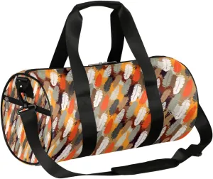 Feathers Boho Pattern Gym Bag Small Gym Duffel Bags for Men Women Overnight Weekender Bag Lightweight Sport Duffle Bag Carry On Gymbag