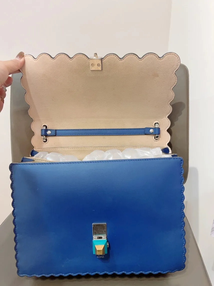 Fendi Kani Large Blue Shoulder Bag