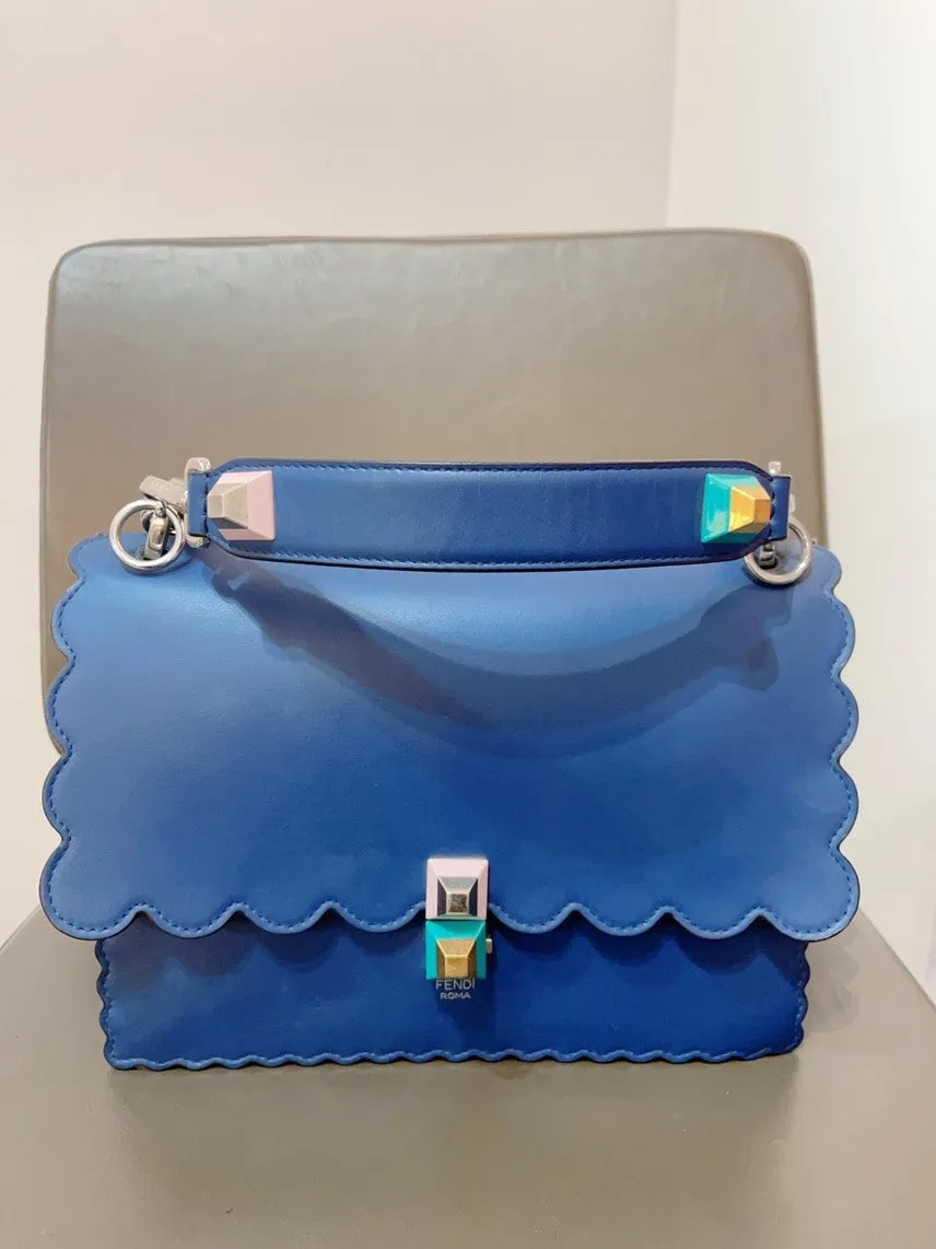 Fendi Kani Large Blue Shoulder Bag