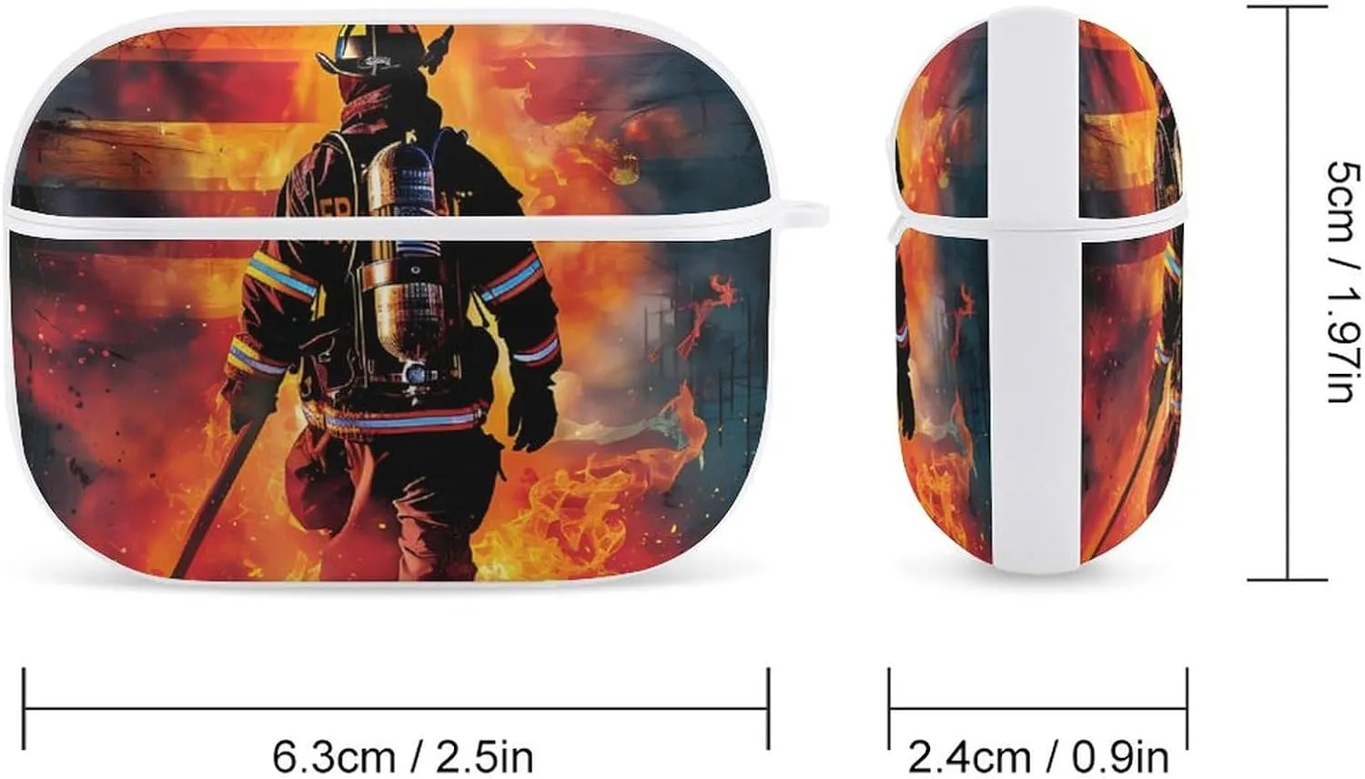 Firefighter Fireman US Flag Funny Hard Case Compatible with Airpods Pro Earbuds Headset Cover Protective Storage Bag for Men Women