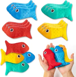 Fish Bean Bags for Tossing - 12Pcs Fish-Shaped Bean Bag Toss Game for Kids Outside Tossing Game Nylon Bean Bag Toy Indoor Outdoor Toy for Toddler Holiday Family Party Throwing Game Supplies