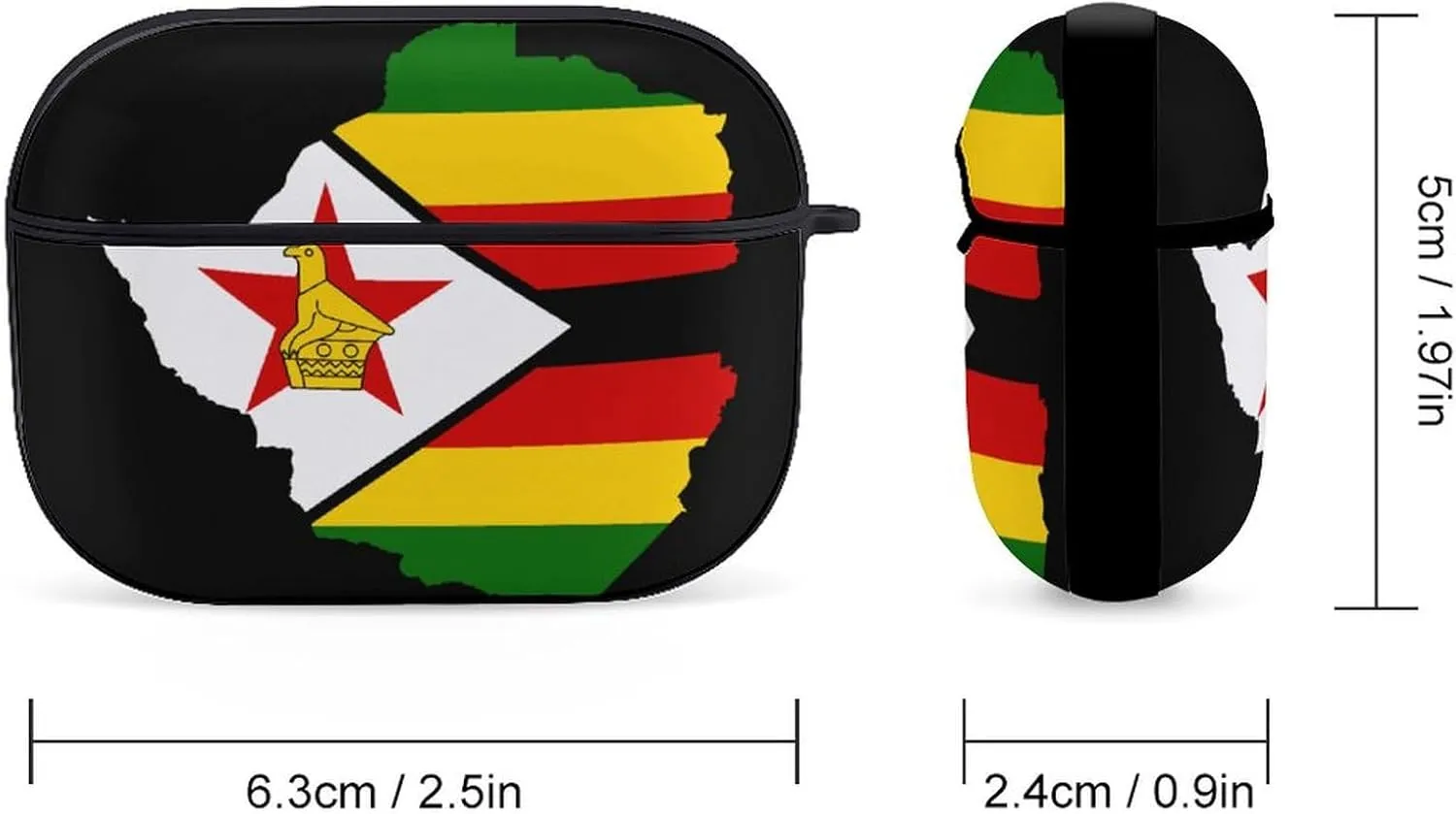 Flag Map of Zimbabwe Funny Hard Case Compatible with Airpods Pro Earbuds Headset Cover Protective Storage Bag for Men Women