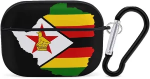 Flag Map of Zimbabwe Funny Hard Case Compatible with Airpods Pro Earbuds Headset Cover Protective Storage Bag for Men Women