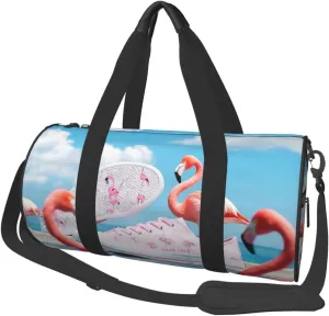 Flamingo pattern Print Round Large Capacity Travel Luggage Bags,Men's and Women's Hand-Held Travel Clothing Bags