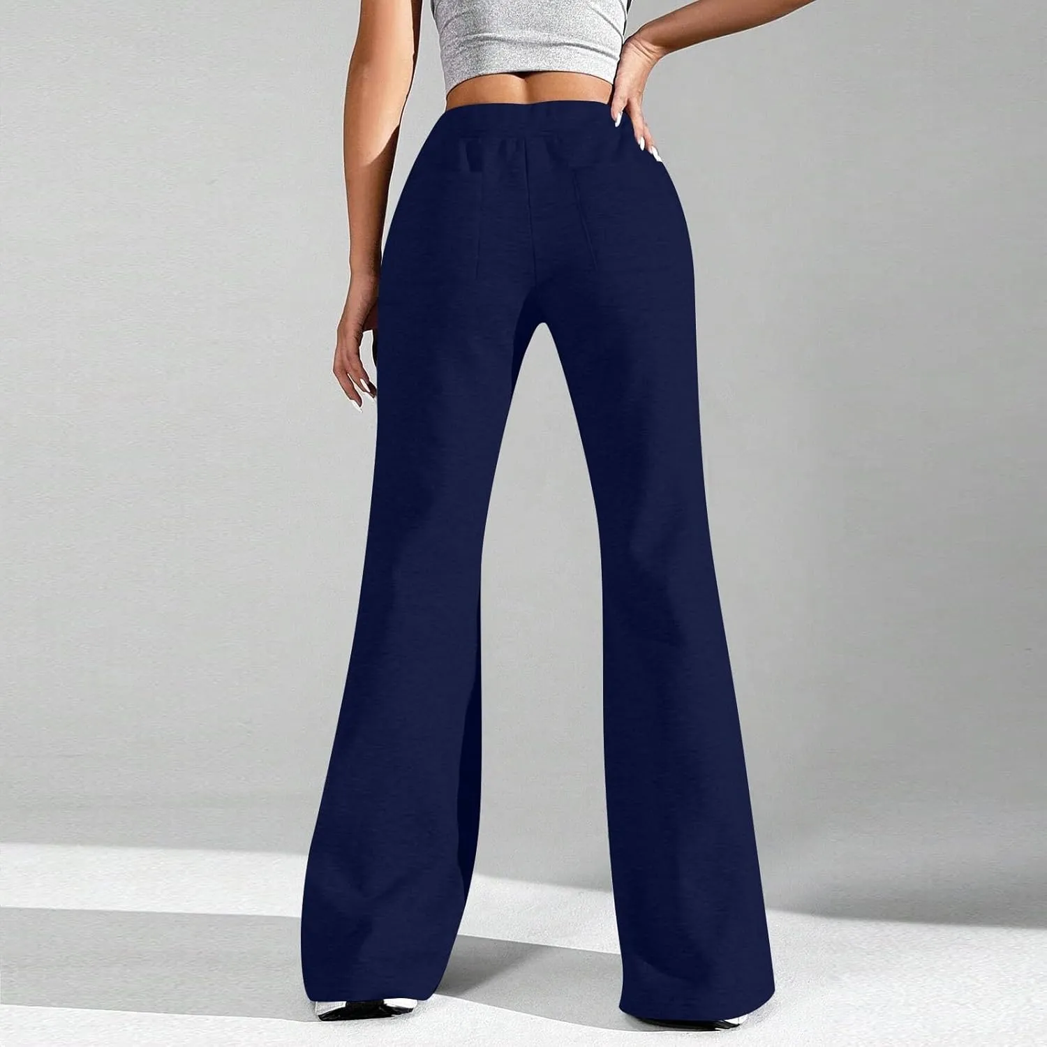 Flare Wide Leg Sweatpants Women Elastic High Waisted Joggers with Pockets Comfy Athletic Lounge Pants Sweats