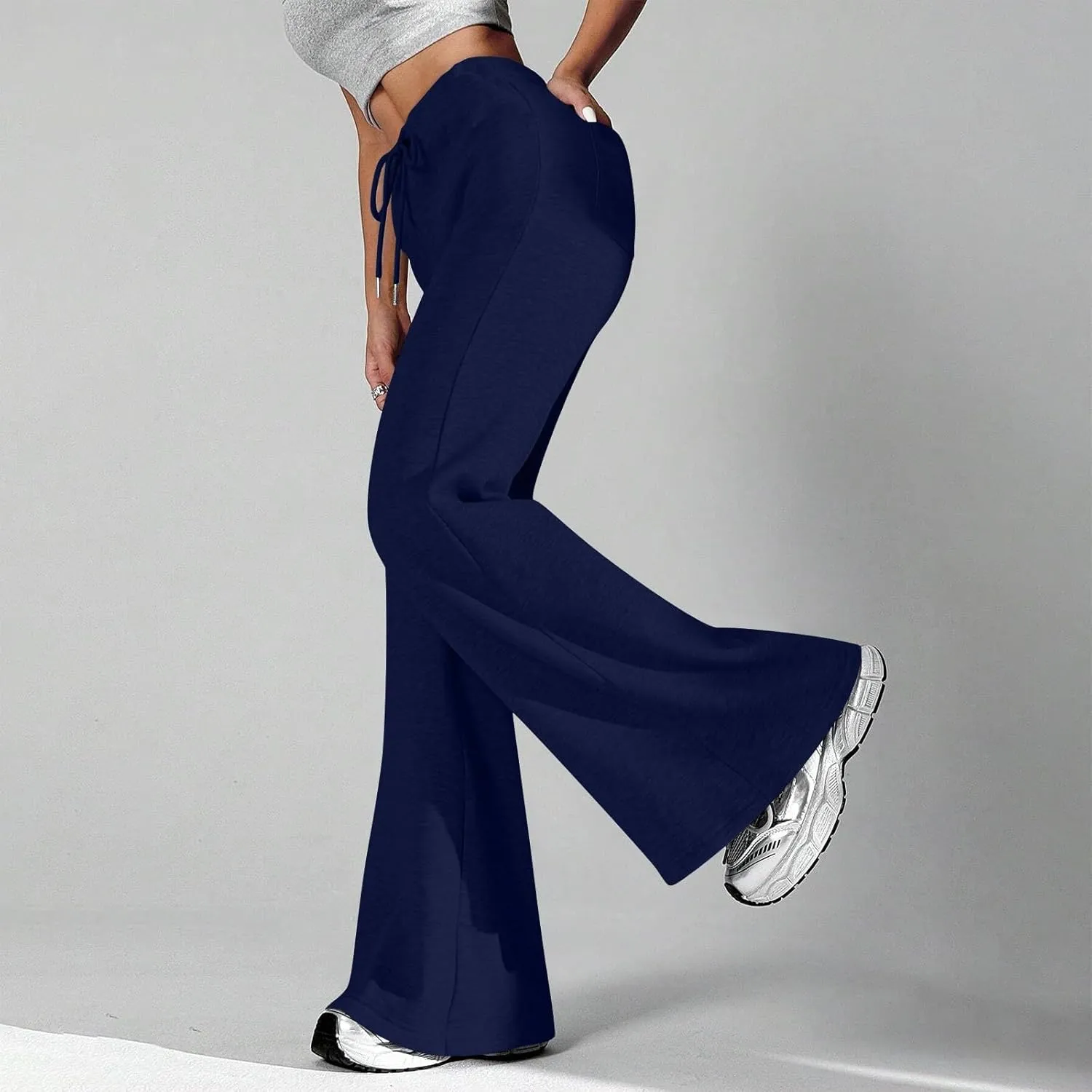 Flare Wide Leg Sweatpants Women Elastic High Waisted Joggers with Pockets Comfy Athletic Lounge Pants Sweats