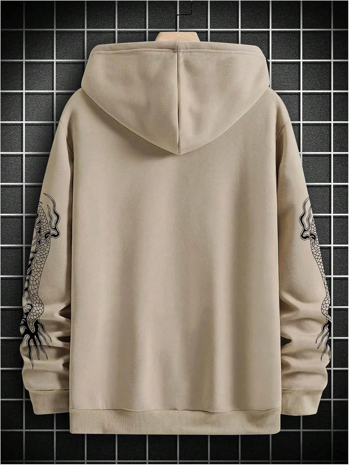 Floerns Men's Graphic Print Long Sleeve Drawstring Hoodie Pullover Sweatshirt