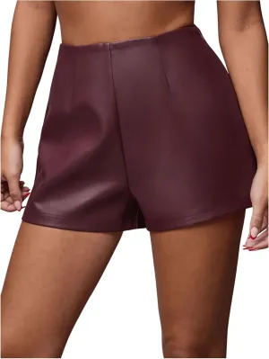 Floerns Women's Sexy High Waisted Faux Leather Shorts Drawstring Lace Up Festival Rave Shorts