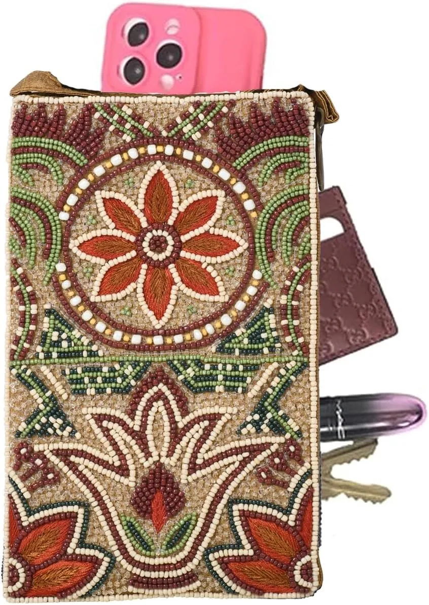 Floral Club Bag Beaded Phone Crossbody, Multi